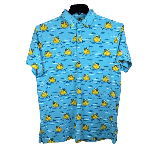 Birdie Bound Rubber Duck Golf Polo Shirt Mens Medium Stretch - Picture 2 of 6